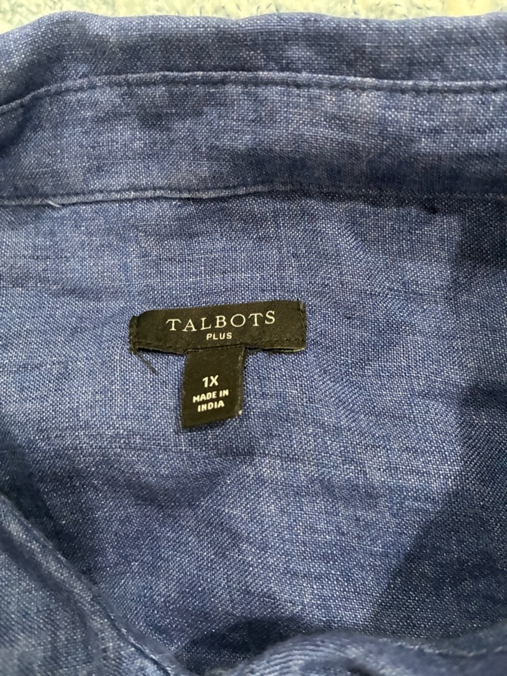 Talbots Blue Linen Button-Up Top - Picture 4 of 4